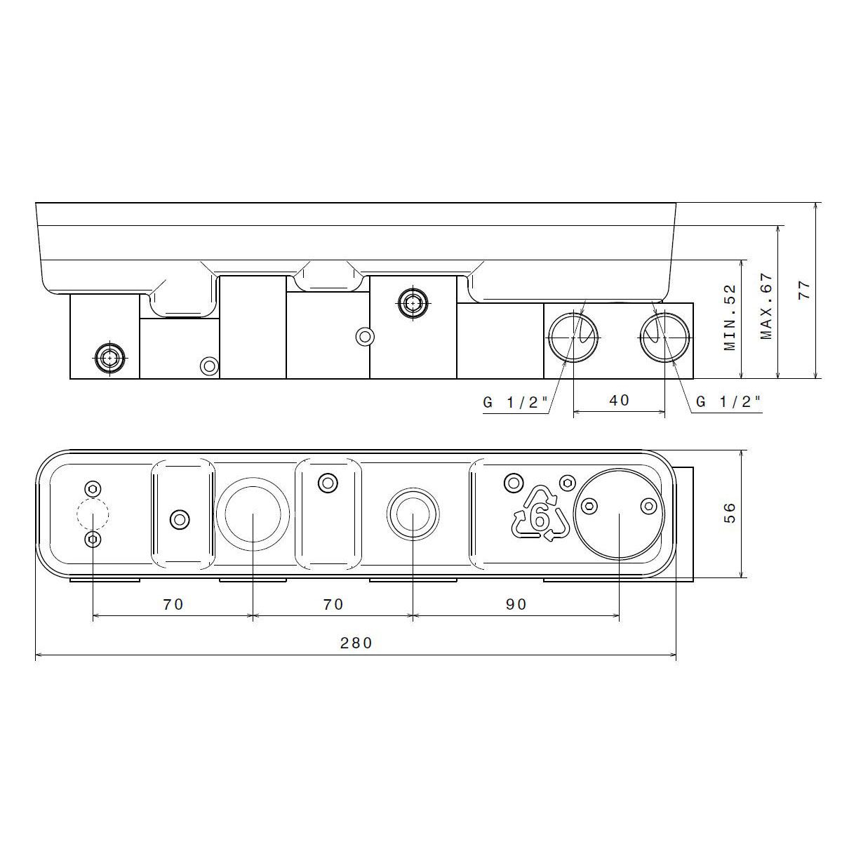  Vòi bồn tắm gắn tường bằng đồng Haka - 72071E 