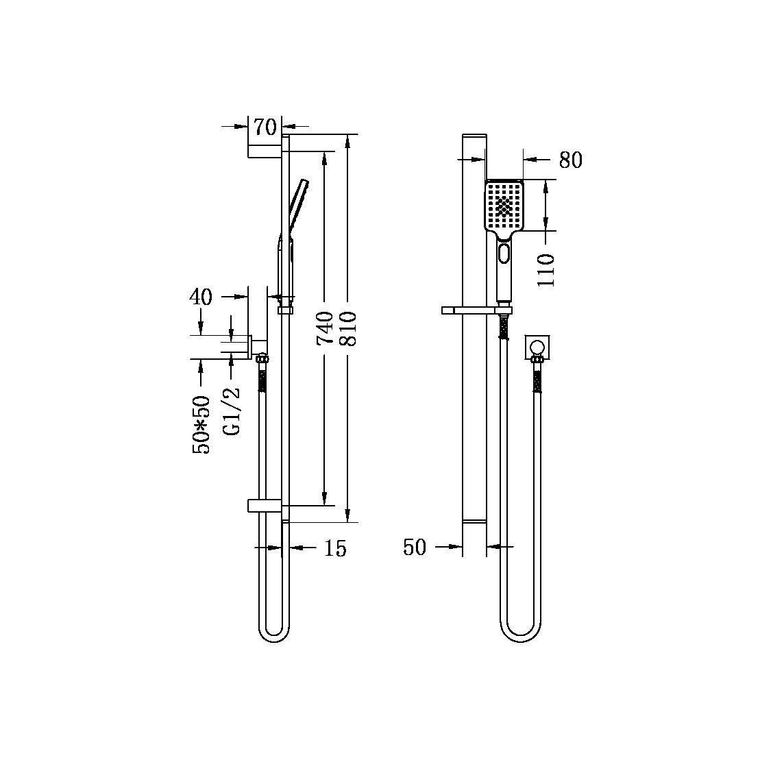 Sen cầm tay gắn tường có thanh trượt bằng đồng Alice - 316