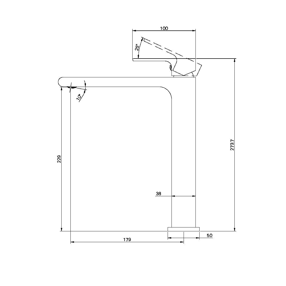 Vòi chậu lavabo cao 273mm bằng đồng Biane - RN321501a