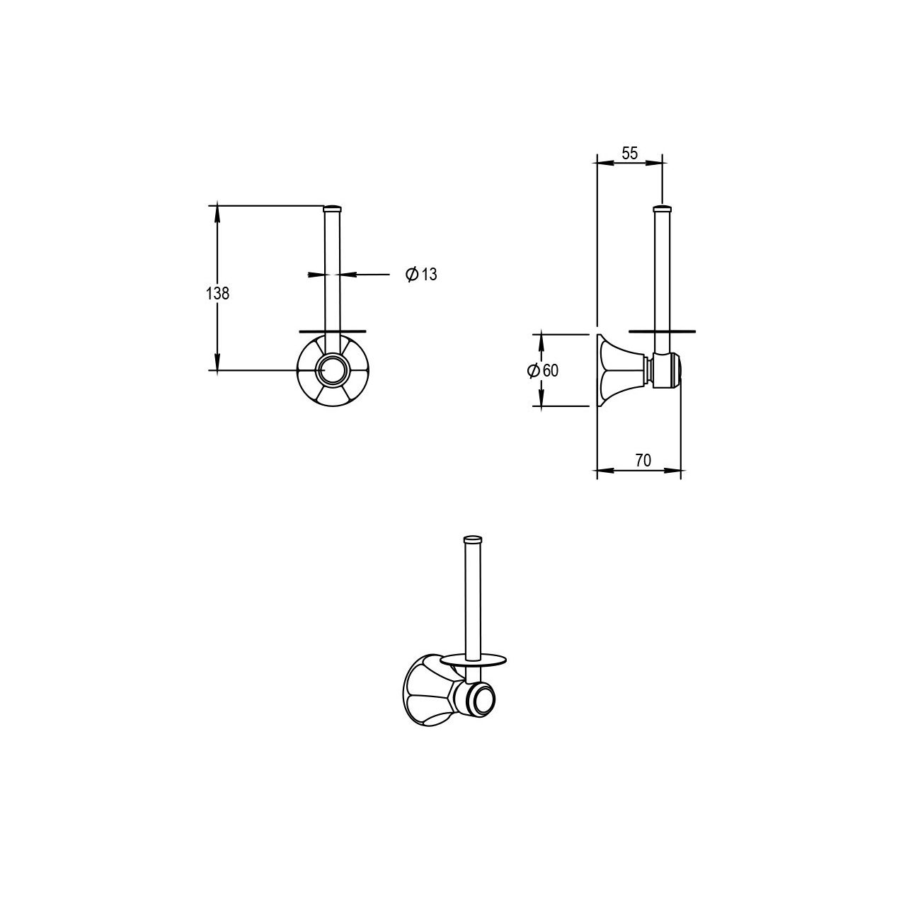  Móc treo giấy vệ sinh không nắp chụp cổ điển bằng đồng Ascott - 32618 