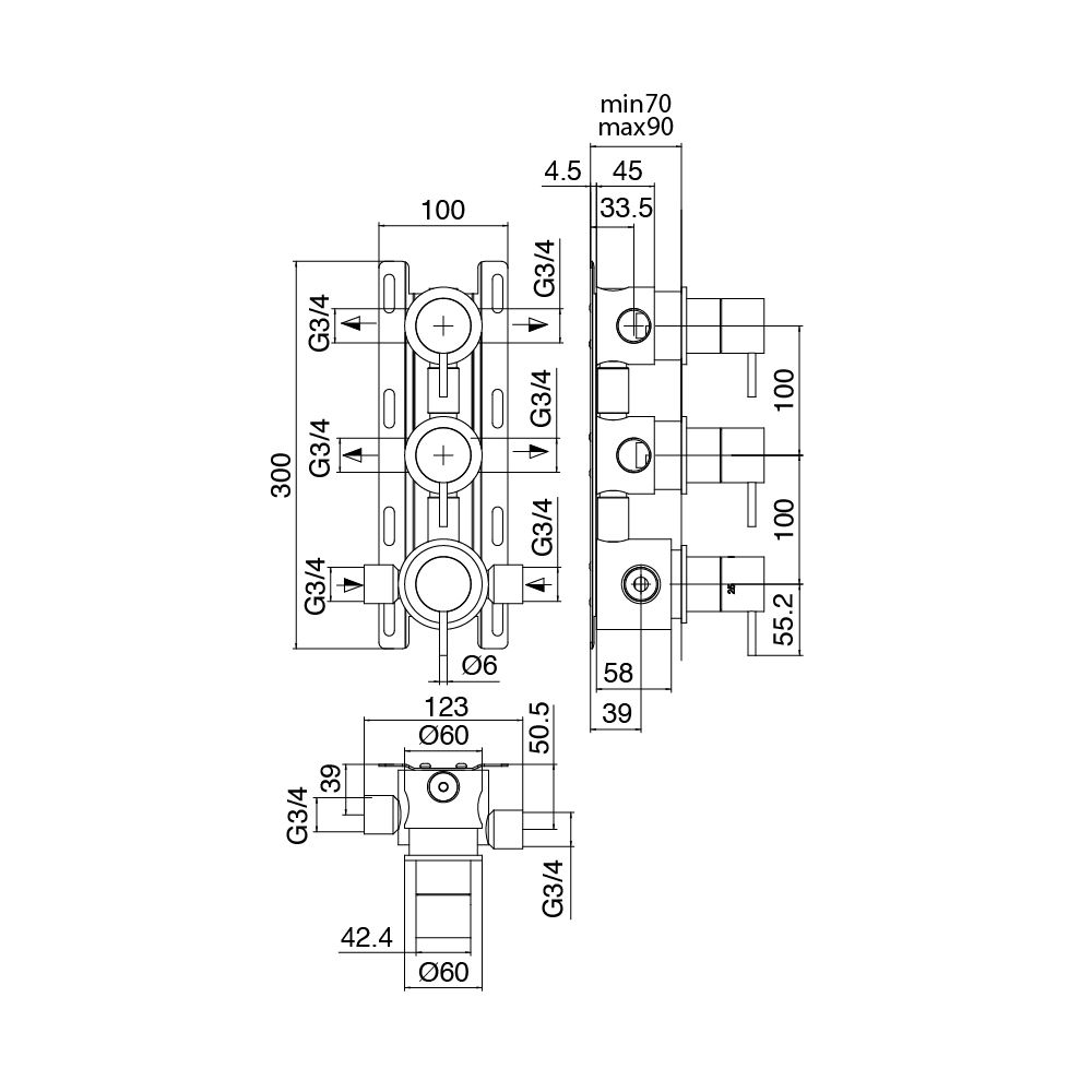  Vòi sen gắn tường Z316 stainless steel - 3301UDI110 