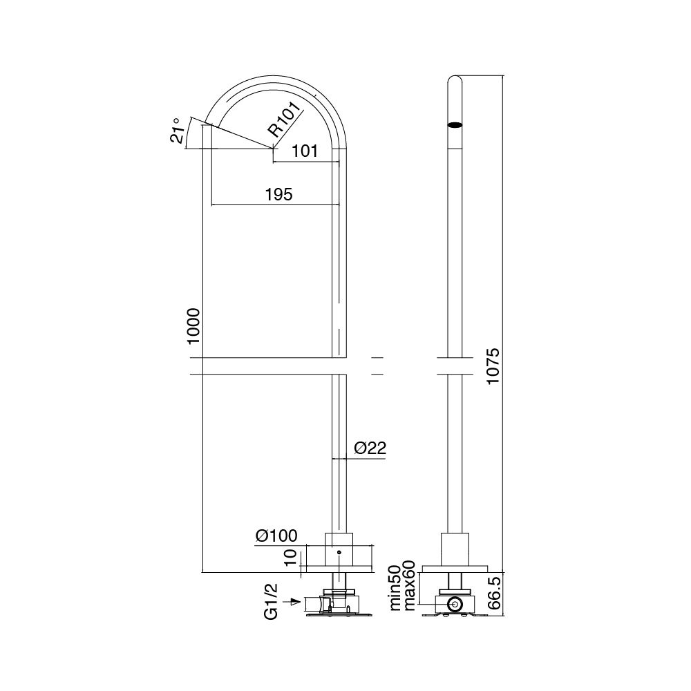  Vòi chậu lavabo chân dài Z316 stainless steel - 3301BLI080 