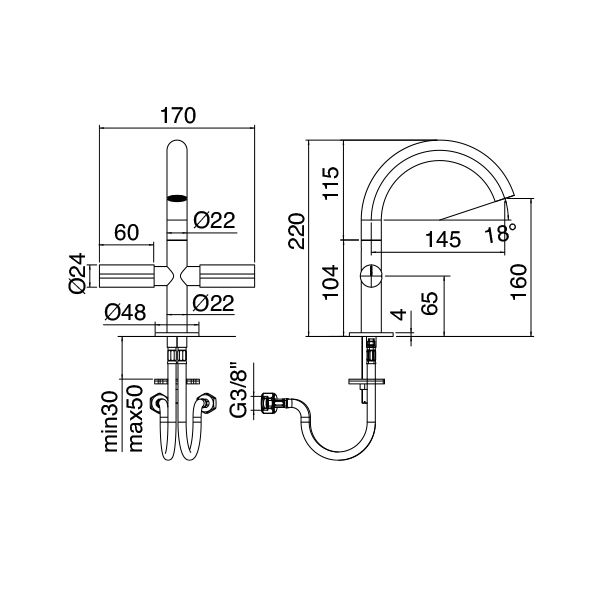  Vòi chậu rửa mặt Z316 stainless steel - 33013102A00 