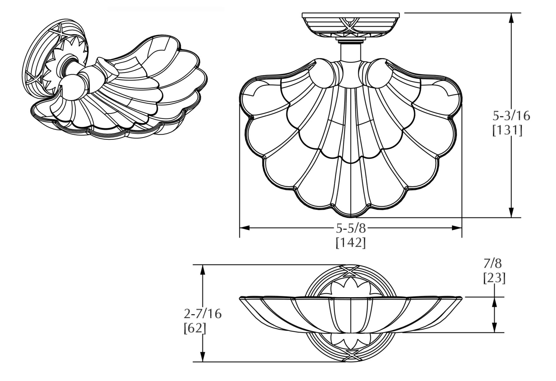  Đĩa xà bông tắm treo tường Scalloped Shell - 3327 