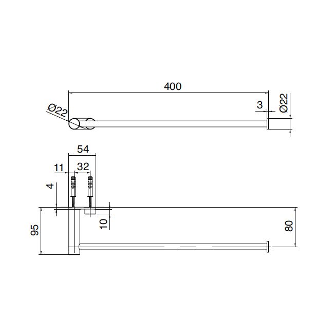  Thanh treo khăn tắm 400mm Z316 stainless steel - 33A06004A00 