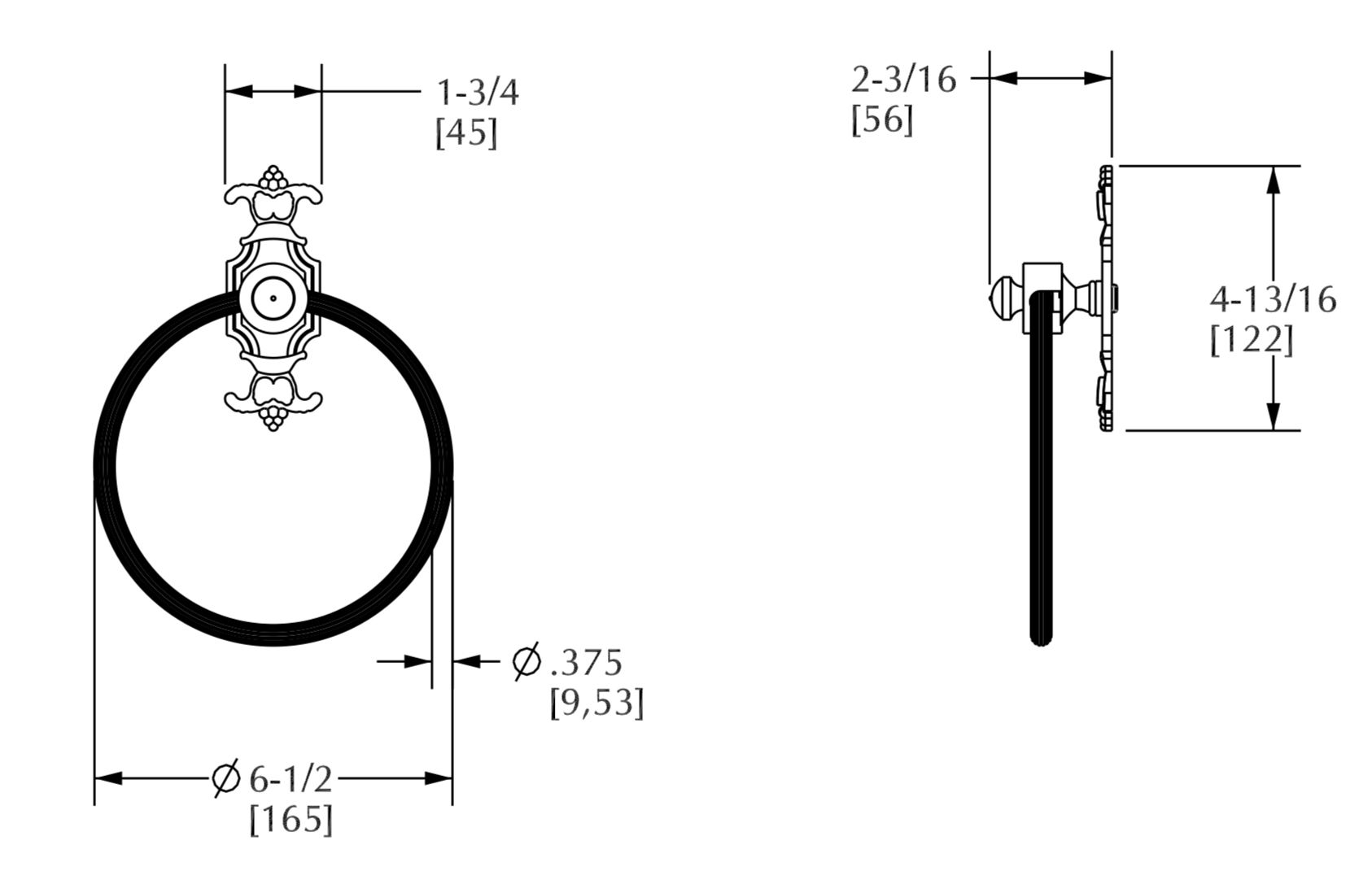  Móc tròn treo khăn Louis bằng đồng - 3428 