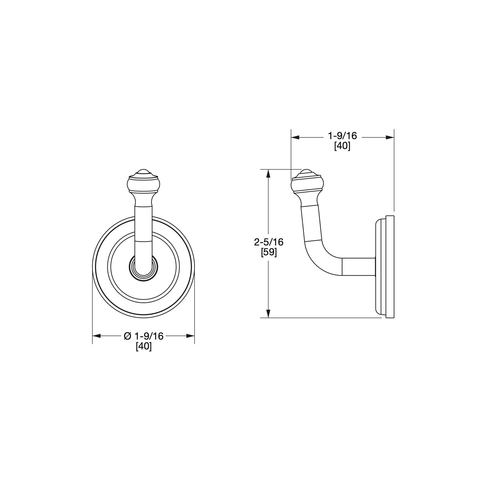  Móc treo áo Knurled Classical bằng đồng - 3437 