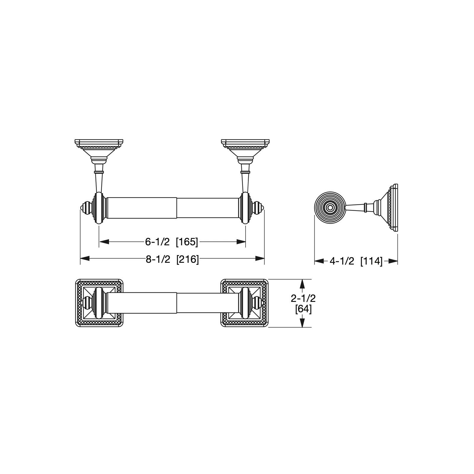  Móc treo giấy vệ sinh không nắp chụp Pyramid bằng đồng - 3545-DP-MLIN 