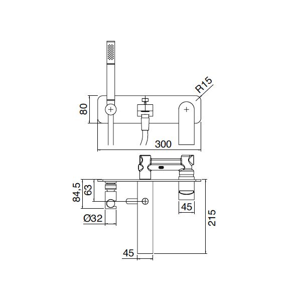  Vòi bồn tắm gắn tường One Hundred bằng đồng - 3600EVI070 