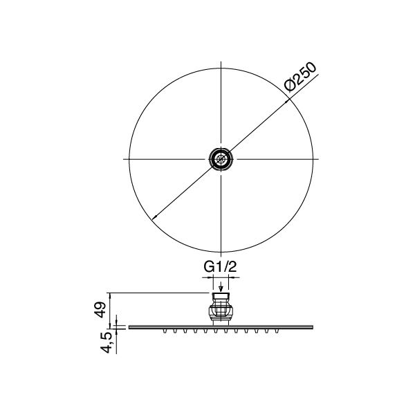 Vòi sen gắn tường bát sen ∅250mm One Hundred bằng đồng - 3600DDI090