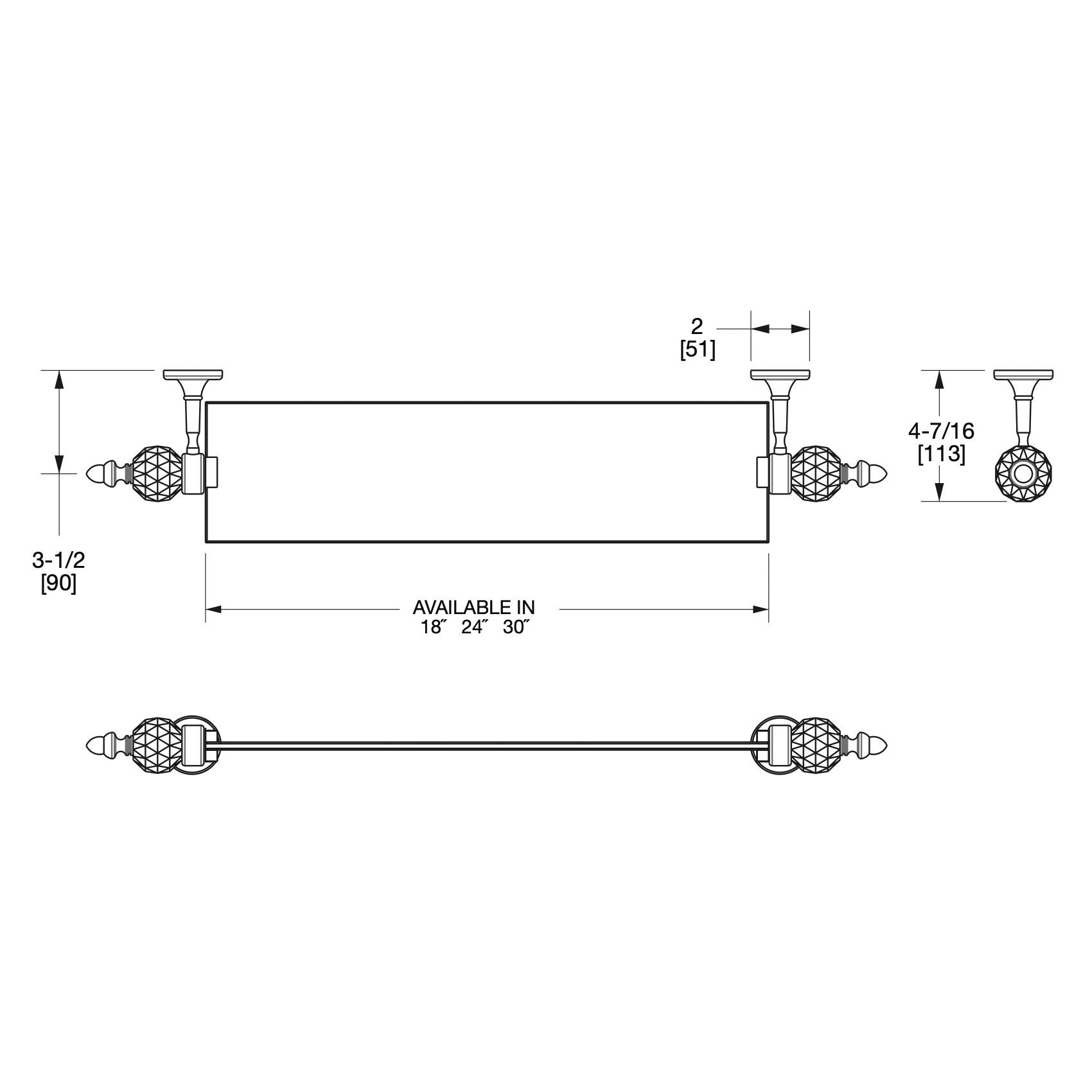  Kệ kính treo tường 457mm Cut Crystal - 3653S-18 