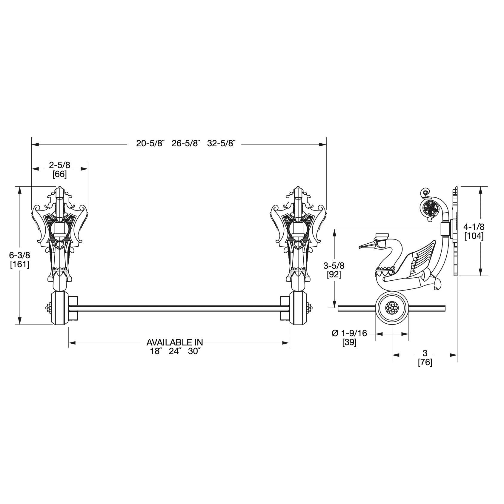  Kệ kính treo tường 457mm Swan - 3670S-18 