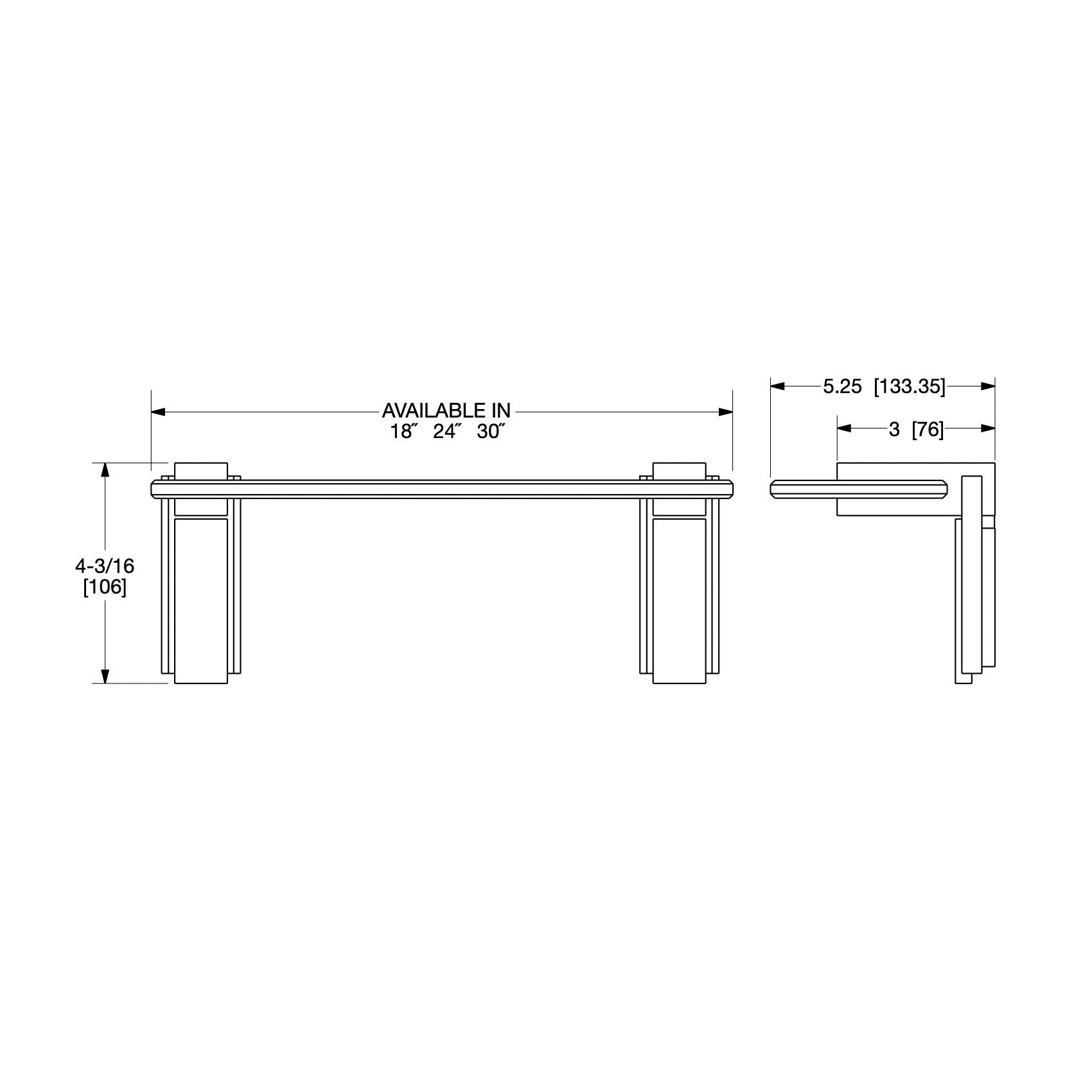  Kệ kính treo tường 457mm Apollo Metal - 3678S-MLIN-18 