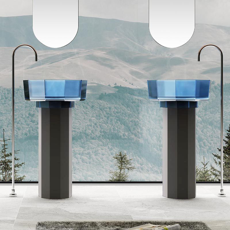 Chậu rửa lavabo chân dài trong suốt - 369TZ-WT