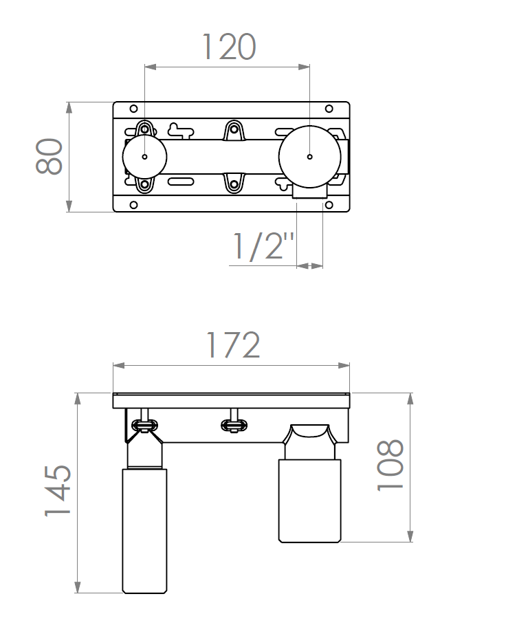  Vòi chậu lavabo gắn tường 2 lỗ dài 180mm bằng đồng Rajia - RAJ84 