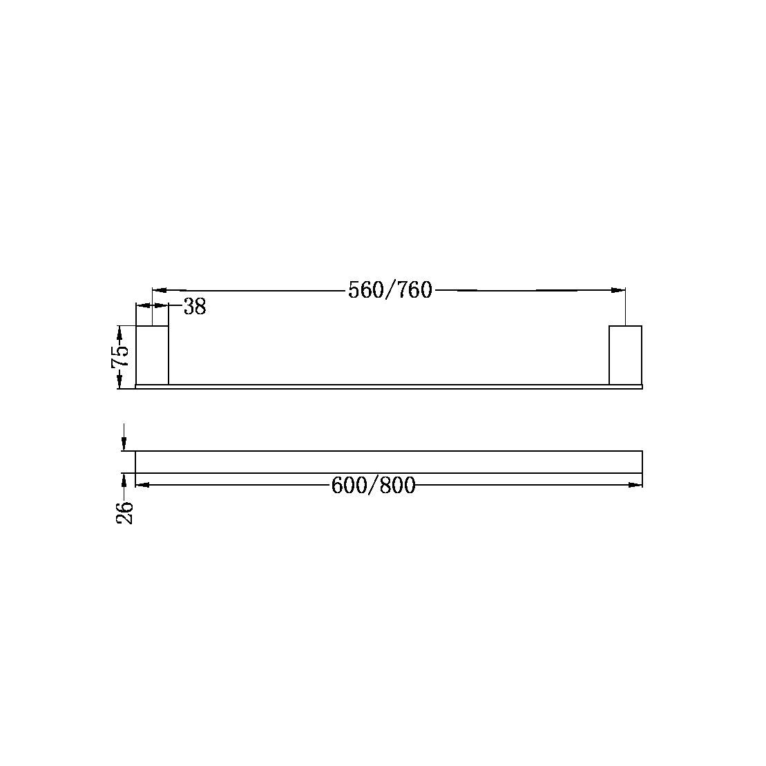 Thanh treo khăn tắm dài 600/800mm stainless steel Alice - 4624