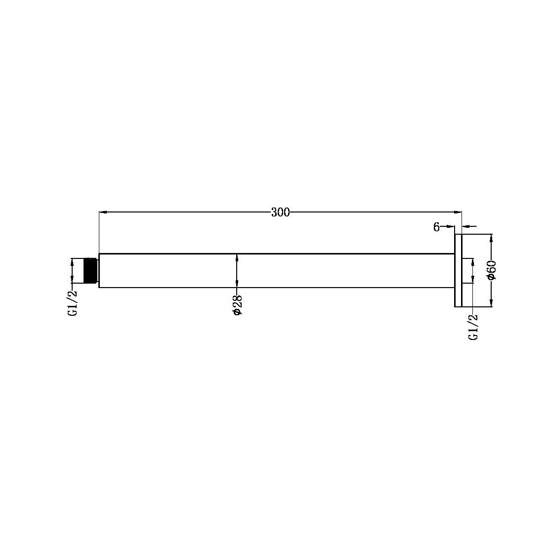 Tay sen âm trần dài 300mm bằng SS316L Zenne - RN510