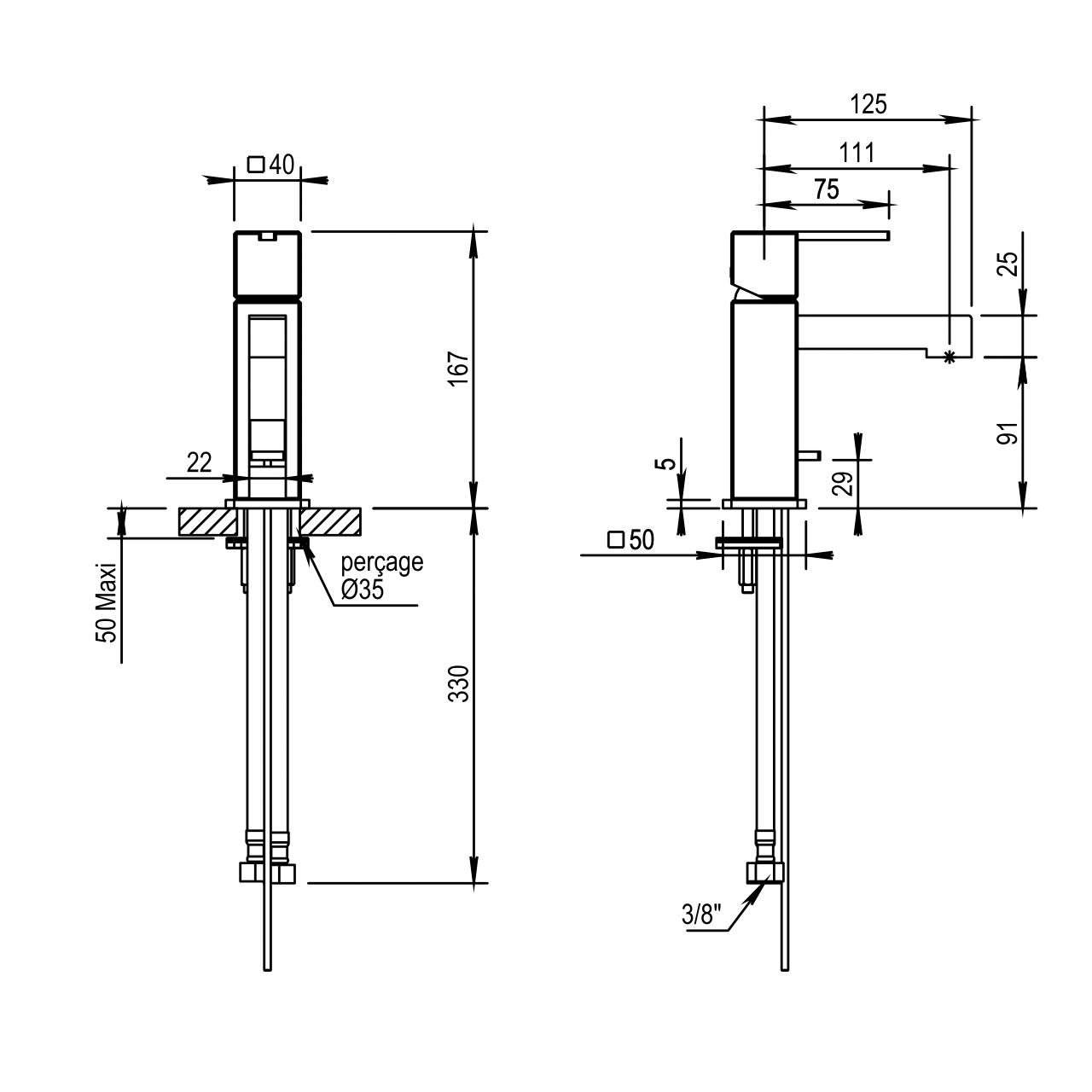  Vòi chậu rửa mặt bằng đồng Myriad - 55708 