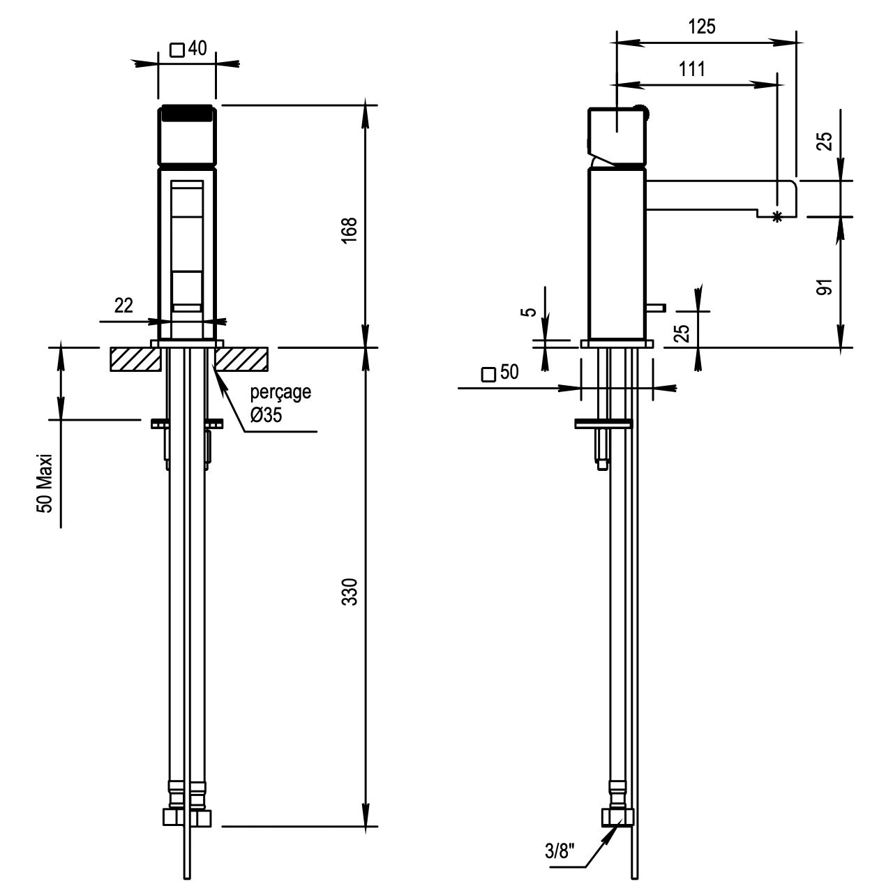  Vòi chậu rửa mặt bằng đồng Myriad - 55778 