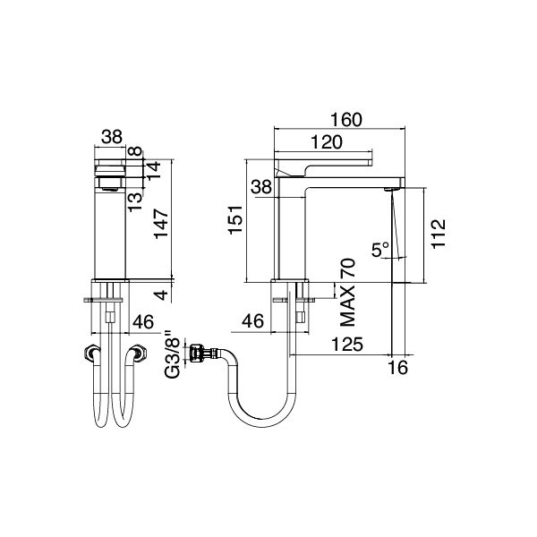  Vòi chậu rửa mặt Qquadro bằng đồng - 57001106A00 