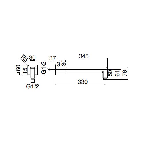  Vòi sen gắn tường bát sen 260 x 260mm Qquadro bằng đồng - 5700DDI090 