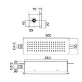  Vòi sen gắn tường điều chỉnh nhiệt độ bát sen 300 x 100mm Qquadro bằng đồng - 5700DDI110 