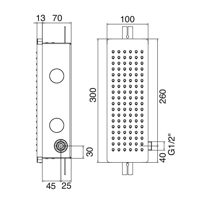  Vòi sen gắn tường điều chỉnh nhiệt độ Qquadro bằng đồng - 5700UDI120 