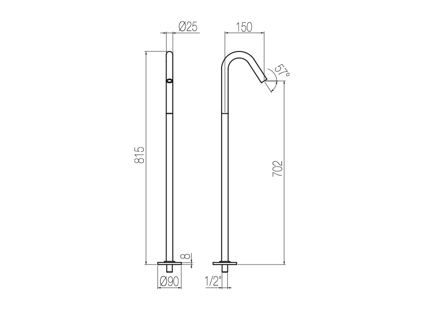  Vòi chậu lavabo chân dài gắn sàn bằng stainless steel Dixi - CHV1 