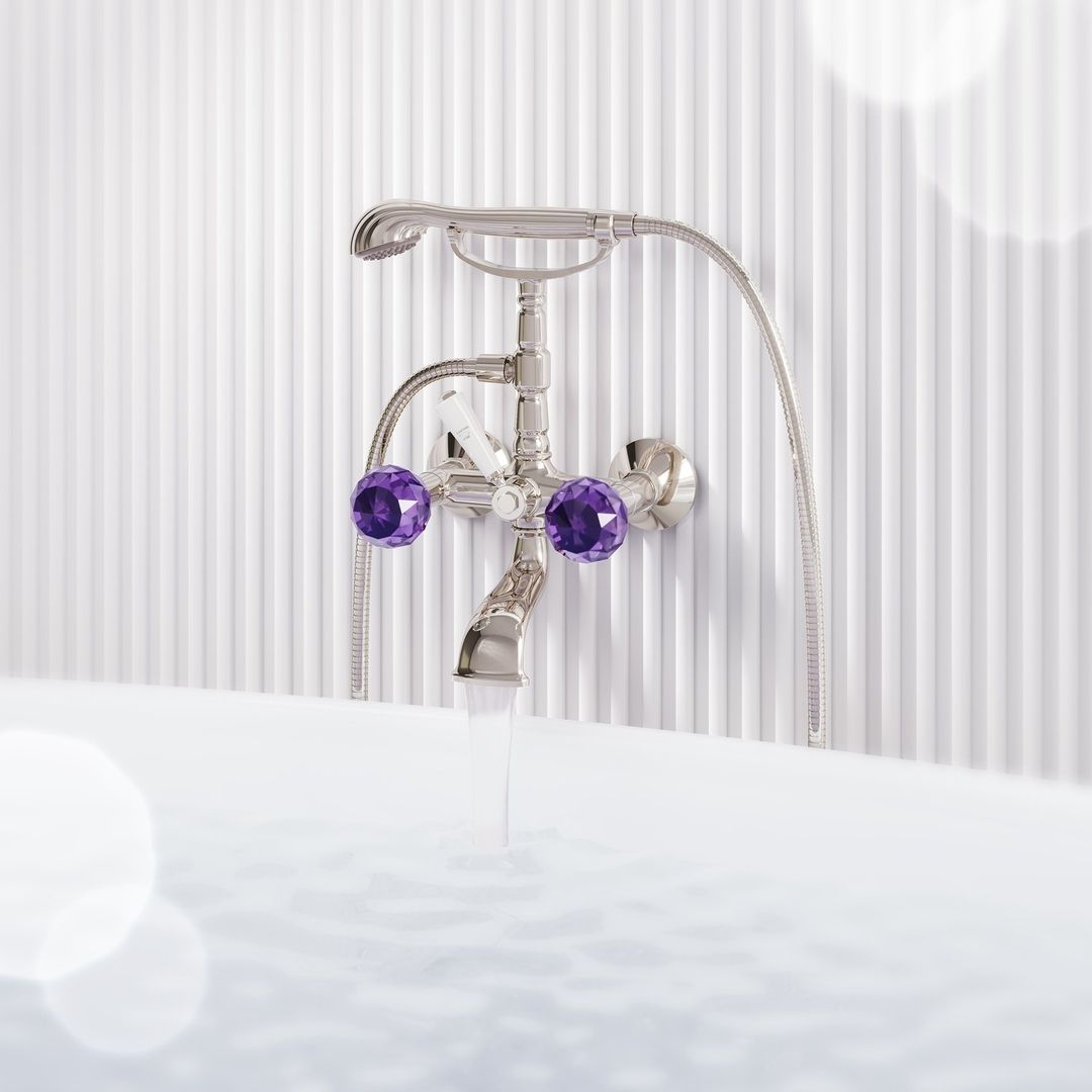  Vòi bồn tắm gắn tường cổ điển Florale Crystal bằng đồng - 60020109.035-17 