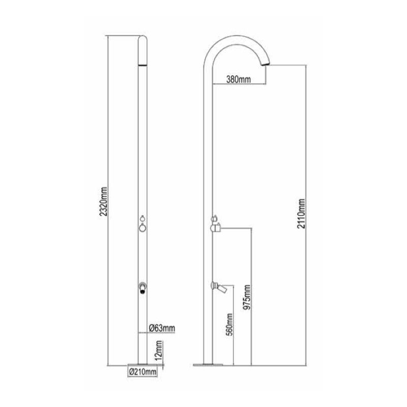 Sen cây ngoài trời có vòi rửa chân bằng stainless steel - 60029