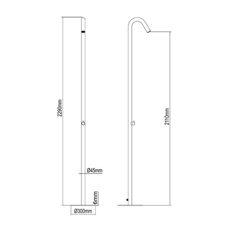 Sen cây ngoài trời chỉ có nước lạnh với ống nước lộ thiên bằng stainless steel - 60061
