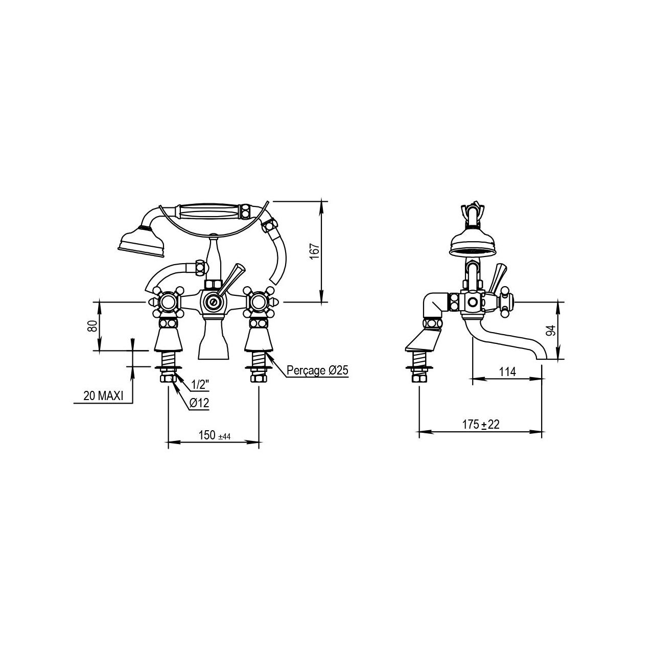  Vòi bồn tắm cổ điển bằng đồng Ascott - 62485 