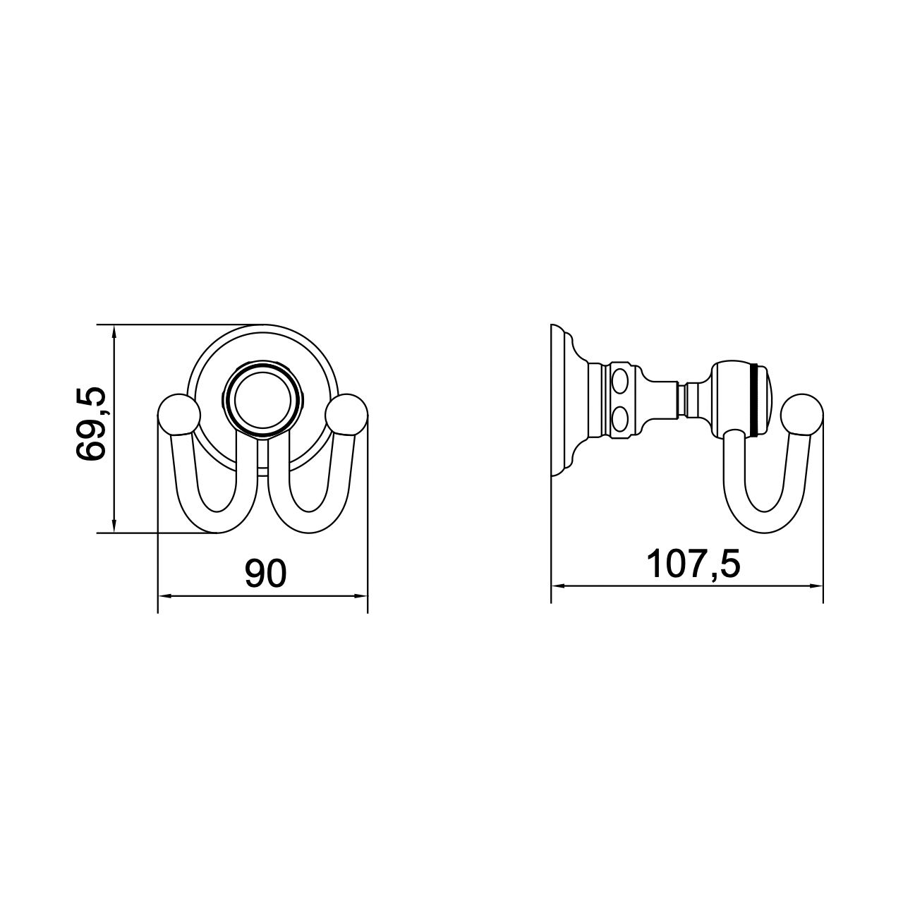  Móc đôi treo áo phòng tắm cổ điển bằng đồng Julia Victoria - 63614 