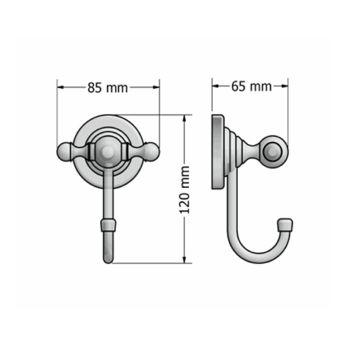  Móc đơn treo áo phòng tắm Elina - 6508 