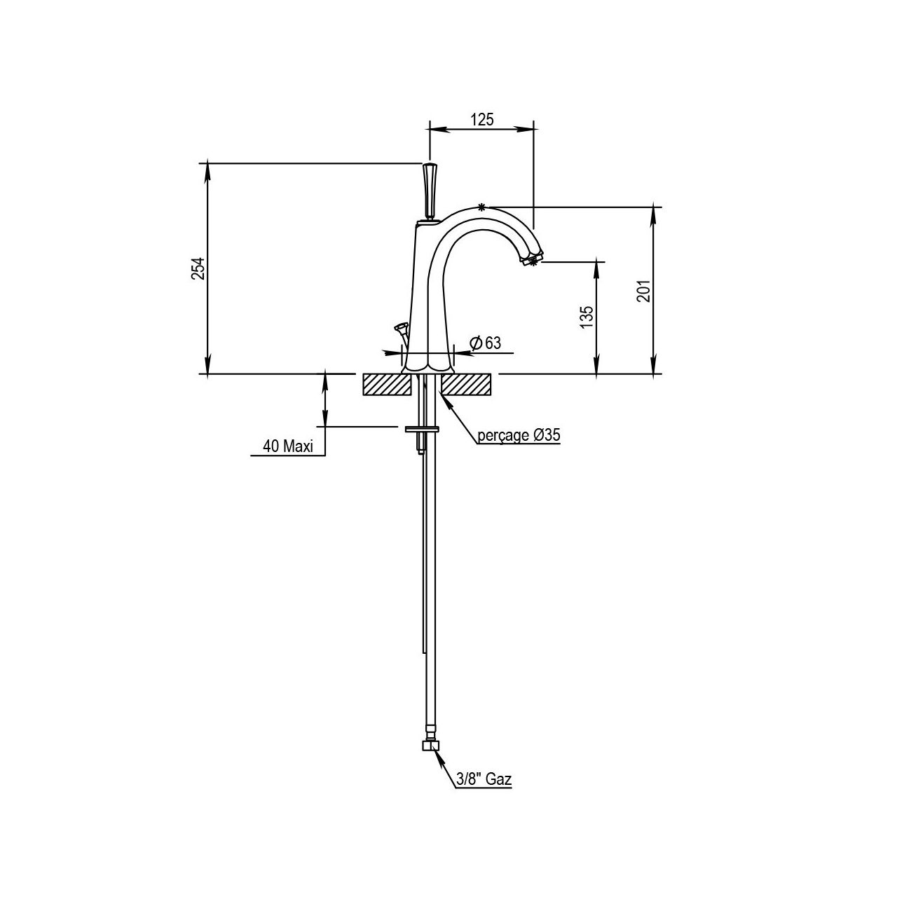  Vòi chậu rửa mặt cổ điển bằng đồng Ascott - 65708 