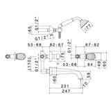  Vòi bồn tắm năm lỗ gắn tường cổ điển bằng đồng Deluxe - 68045 