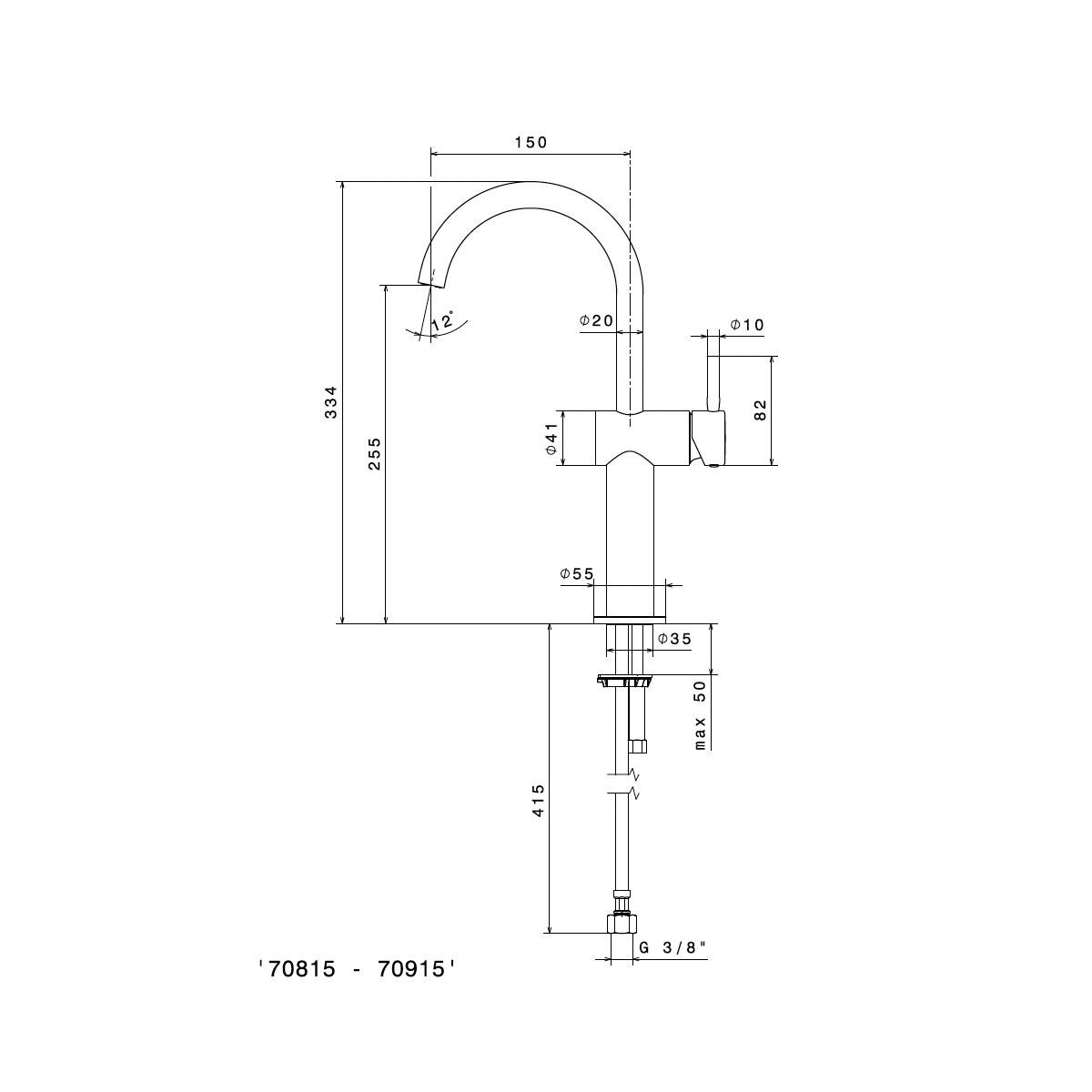  Vòi chậu rửa mặt bằng đồng cao 334mm Blink - 70915 