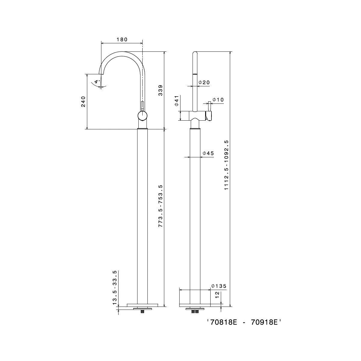  Vòi chậu rửa mặt chân dài Blink - 70918E 