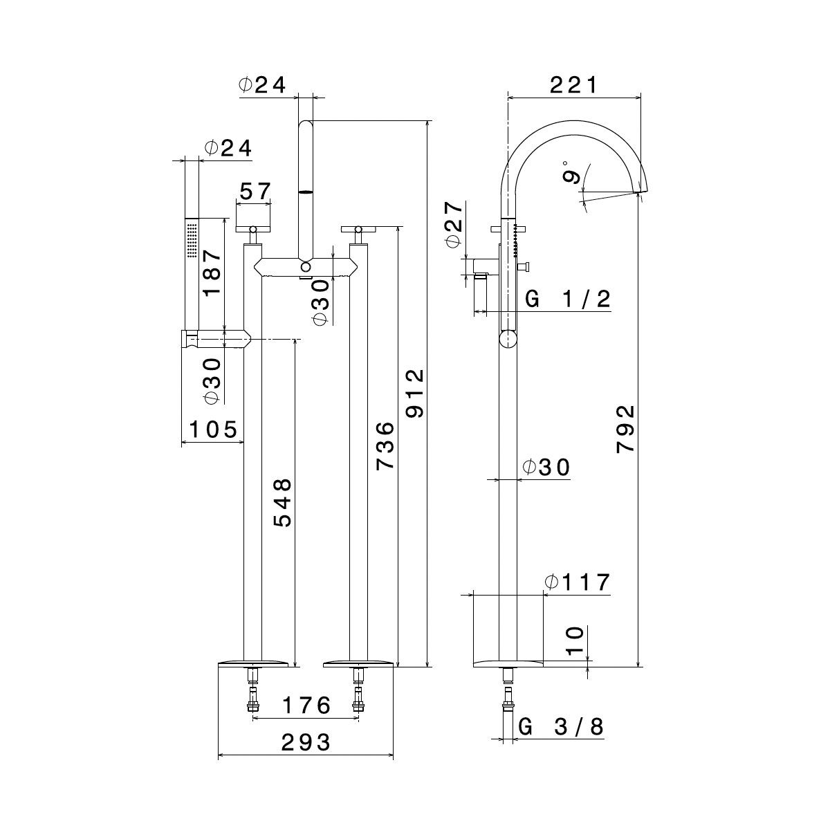  Vòi bồn tắm bằng đồng Blink - 70886C 