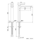  Vòi chậu rửa mặt bằng đồng cao 266mm Haka - 72015 