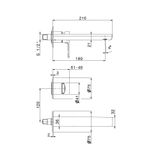  Vòi chậu rửa mặt gắn tường dài 216mm bằng đồng Haka - 72028E 