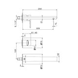  Vòi chậu rửa mặt gắn tường dài 256mm bằng đồng Haka - 72030E 