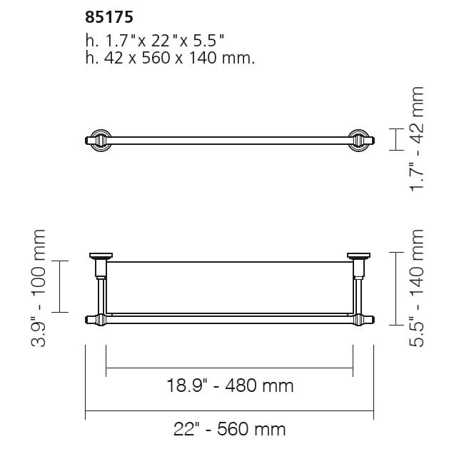  Kệ kính treo tường 560mm Scala - 85175 