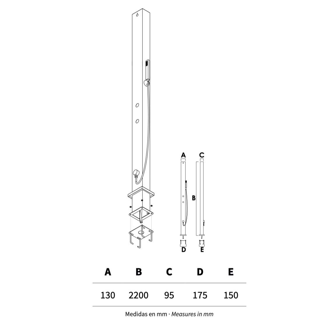 Sen cây ngoài trời bằng AISI 316L stainless steel (chống thời tiết đại dương) có vòi sen cầm tay - AQA86F