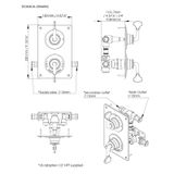  Vòi sen cây gắn tường điều chỉnh nhiệt độ cổ điển bằng đồng, bát sen Ø300mm Drumlea - Shower Teardrop 