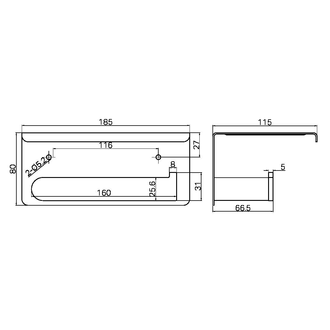 Móc treo giấy vệ sinh có kệ để điện thoại bằng 304 stainless steel Biane - RN9086a