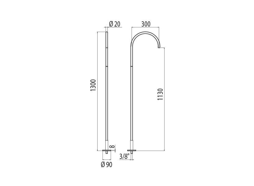 Vòi chậu lavabo chân dài gắn sàn bằng stainless steel Dixi - CHP51