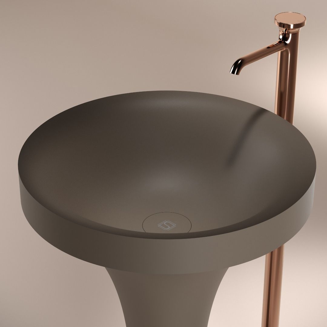 Chậu lavabo chân dài bằng mineral glass composite Silva Shoreline