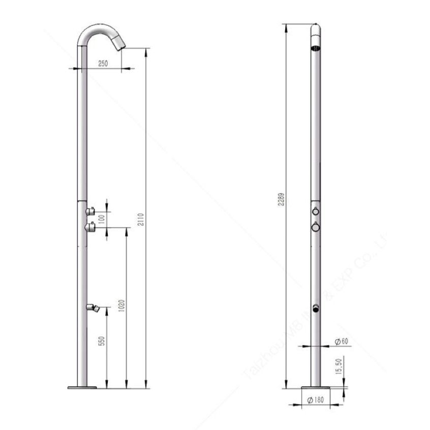 Sen cây ngoài trời có vòi rửa chân bằng stainless steel 316L - A1002MS