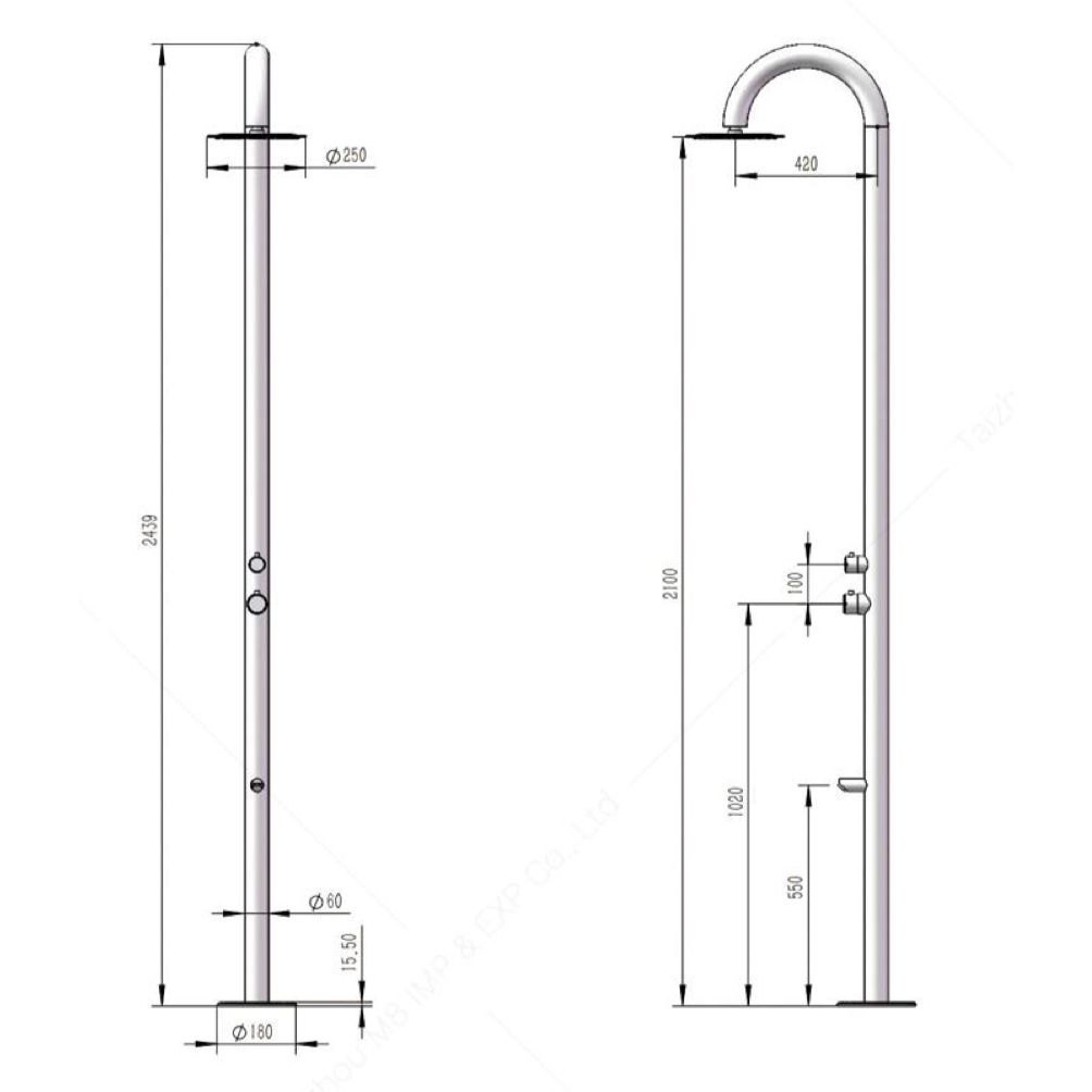 Sen cây ngoài trời bát sen ∅250mm có vòi rửa chân bằng stainless steel 316L - A1007C-MS